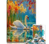 Adult Jigsaws 1000 Piece Autumn Swans Teenager Jigsaw,Staycation Kill Time with Fully Interlocking Randomly Shaped Pieces (size 75x50cm)