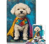 Adult Jigsaws 1000 Piece Bichon Frise Oil Painting 1000 Pieces for Teenagers,Educational Toy Funny Family Games Unique Home Decor (size 75x50cm)