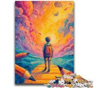 Adult Jigsaws 1000 Piece Boy Going to School, Game Toys Every Piece Is Unique - Challenging Family Fun Game for for Age 14 50X75CM