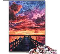 Adult Jigsaws 1000 Piece Bridge at Sunset, Challenging Game And Family Play with Fully Interlocking Randomly Shaped Pieces (Size 26x38cm)