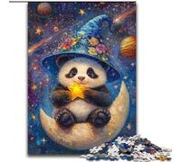 Adult Jigsaws 1000 Piece Cartoon Panda Wizard, Family Game Stress Reliever Difficult Challenge Enhance Love between Couples 26x38cm