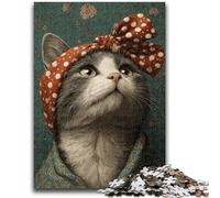 Adult Jigsaws 1000 Piece Cat Wearing A Turban for And 14 Years And over Interesting Stress Reduction Gifts for Friends And Family 50x75cm