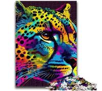 Adult Jigsaws 1000 Piece Cheetah Pop Art Animal for And 14 Years And over Interesting Stress Reduction Gifts for Friends And Family 26x38cm