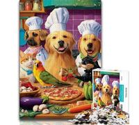 Adult Jigsaws 1000 Piece Chef Dog Teenager Jigsaw,Staycation Kill Time with Fully Interlocking Randomly Shaped Pieces (size 38x26cm)