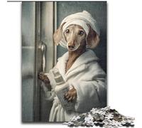 Adult Jigsaws 1000 Piece Chihuahua Taking A Bath, Suitable for Ages 14 And Up Home Decor Deal As Gifts for The Whole Family (size 26x38cm)