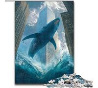 Adult Jigsaws 1000 Piece City Shark, Suitable for Ages 14 And Up Home Decor Deal As Gifts for The Whole Family (size 50x75cm)