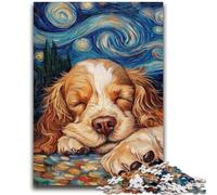 Adult Jigsaws 1000 Piece Cocker Spaniel Night Sky for And from 14 Years And over Play Toys Because It Is Ideal As A Gift for The Whole Family 26x38cm