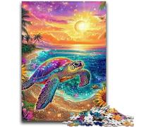 Adult Jigsaws 1000 Piece Color Turtle Stress Reliever Difficult Challenge Every Piece Is Unique - Challenging Family Fun Game 26x38cm