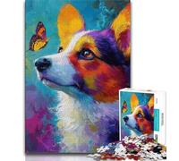 Adult Jigsaws 1000 Piece Corgi And Butterfly 1000 Pieces for Teenagers,Educational Toy Funny Family Games Unique Home Decor (size 75x50cm)