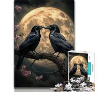 Adult Jigsaws 1000 Piece Crows Under The Moon,Help The Brain Exercise Addictive Toys to Cultivate Patience Perfect Decoration 38x26cm