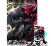 Adult Jigsaws 1000 Piece Devil Kitten 1000 Piece Puzzle,Educational Games Home Decoration Birthday Present, Gifts, Wall Art (size 38x26cm)