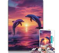 Adult Jigsaws 1000 Piece Dolphin Couple 1000 Pieces for Adults,Quiz Game Wall Decoration Unique Birthday And Xmas Gifts (size 75x50cm)