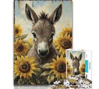 Adult Jigsaws 1000 Piece Donkey Sunflower,Stress Reliever Difficult Challenge Every Piece Is Unique - Challenging Family Fun Game (75x50cm)