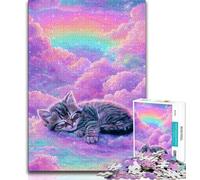 Adult Jigsaws 1000 Piece Dreamy Kitten 1000 Piece Puzzle,Stress Reliever Difficult Challenge Unique Home Decor And Gifts 75x50cm