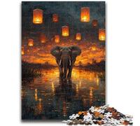 Adult Jigsaws 1000 Piece Elephant Oil Painting for And 14 Years And over Interesting Stress Reduction Gifts for Friends And Family 26x38cm