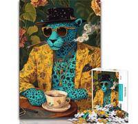 Adult Jigsaws 1000 Piece Fashion Leopard,Stress Reliever Difficult Challenge Every Piece Is Unique - Challenging Family Fun Game (38x26cm)