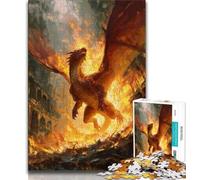 Adult Jigsaws 1000 Piece Flame Dragon Teenager Jigsaw,Staycation Kill Time with Fully Interlocking Randomly Shaped Pieces (size 75x50cm)