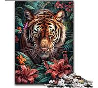 Adult Jigsaws 1000 Piece Flowers And Tigers, Game Toys Every Piece Is Unique - Challenging Family Fun Game for for Age 14 (Size 26x38cm)