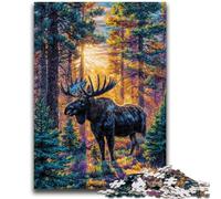 Adult Jigsaws 1000 Piece Forest Moose Stress Reliever Difficult Challenge Every Piece Is Unique - Challenging Family Fun Game 26x38cm