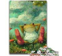Adult Jigsaws 1000 Piece Frog Sitting on The Grass for And 14 Years And over Interesting Stress Reduction Gifts for Friends And Family 50x75cm