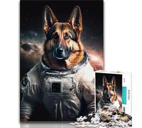 Adult Jigsaws 1000 Piece German Shepherd Astronaut 1000 Pieces for Adults,Quiz Game Wall Decoration Unique Birthday And Xmas Gifts (size 75x50cm)