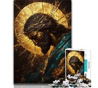 Adult Jigsaws 1000 Piece Golden Fantasy Jesus,Stress Reliever Difficult Challenge Every Piece Is Unique - Challenging Family Fun Game (75x50cm)