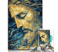 Adult Jigsaws 1000 Piece Golden Jesus 1000 Piece Puzzle,Educational Games Home Decoration Birthday Present, Gifts, Wall Art (size 75x50cm)