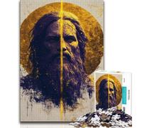 Adult Jigsaws 1000 Piece Golden Jesus,Stress Reliever Difficult Challenge Every Piece Is Unique - Challenging Family Fun Game (38x26cm)