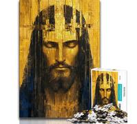 Adult Jigsaws 1000 Piece Golden Jesus,Stress Reliever Difficult Challenge Every Piece Is Unique - Challenging Family Fun Game (38x26cm)