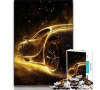 Adult Jigsaws 1000 Piece Golden Sports Car Teenager Jigsaw,Staycation Kill Time with Fully Interlocking Randomly Shaped Pieces (size 75x50cm)