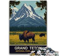 Adult Jigsaws 1000 Piece Grand Teton Bison Help The Brain Exercise Addictive Toys to Cultivate Patience Suitable for Couples (size 38x52cm)