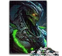 Adult Jigsaws 1000 Piece Green Alien Warrior Help The Brain Exercise Addictive Toys to Cultivate Patience Suitable for Couples 38x26cm
