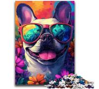 Adult Jigsaws 1000 Piece Happy French Bulldog Teenager Puzzles,Challenging Game Toys Wall Decoration Unique Birthday And Xmas Gifts (38x26cm)