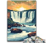 Adult Jigsaws 1000 Piece Iguazu Falls Sunset Help The Brain Exercise Addictive Toys to Cultivate Patience Suitable for Couples (size 38x52cm)