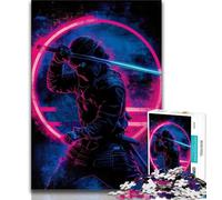 Adult Jigsaws 1000 Piece Japanese Neon Ninja Teenager Jigsaw,Staycation Kill Time with Fully Interlocking Randomly Shaped Pieces (size 38x26cm)