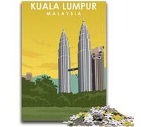 Adult Jigsaws 1000 Piece Kuala Lumpur Travel Poster 1000 Piece Puzzle,Stress Reliever Difficult Challenge Unique Home Decor And Gifts (50x75cm)