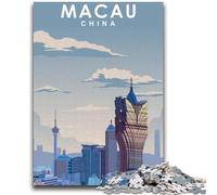 Adult Jigsaws 1000 Piece Macau Travel Poster Help The Brain Exercise Addictive Toys to Cultivate Patience Suitable for Couples (size 38x26cm)