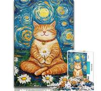 Adult Jigsaws 1000 Piece Meditating Cat 1000 Pieces for Adults,Vibrant And Unique Design Relaxing & Challenging Puzzle Experience (size 75x50cm)