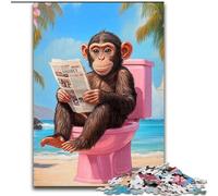 Adult Jigsaws 1000 Piece Monkey on The Toilet, Suitable for Ages 14 And Up Home Decor Deal As Gifts for The Whole Family (size 26x38cm)