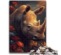 Adult Jigsaws 1000 Piece Mysterious Rhino Teenager Puzzles,Challenging Game Toys Wall Decoration Unique Birthday And Xmas Gifts (38x26cm)