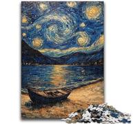 Adult Jigsaws 1000 Piece Night Sky Van Gogh Challenging Game And Family Play Wall Decoration Unique Birthday And Xmas Gifts 26x38cm