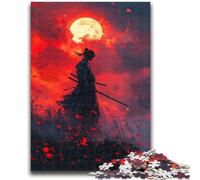 Adult Jigsaws 1000 Piece Ninja Under The Blood Moon for And 14 Years And over Interesting Stress Reduction Gifts for Friends And Family 26x38cm