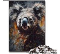 Adult Jigsaws 1000 Piece Oil Koala Portrait, Challenging Game And Family Play with Fully Interlocking Randomly Shaped Pieces (Size 50x75cm)