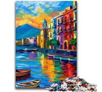 Adult Jigsaws 1000 Piece Painting of Napoli Italy Waterfront Teenager Puzzles,Challenging Game Toys Wall Decoration Unique Birthday And Xmas Gifts (50x75cm)