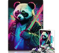 Adult Jigsaws 1000 Piece Panda Neon 1000 Pieces for Adults,Quiz Game Wall Decoration Unique Birthday And Xmas Gifts (size 75x50cm)