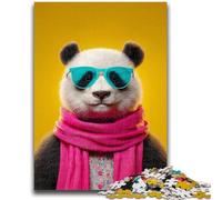 Adult Jigsaws 1000 Piece Panda Wearing A Scarf Help The Brain Exercise Addictive Toys to Cultivate Patience Suitable for Couples 38x26cm