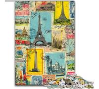 Adult Jigsaws 1000 Piece Paris Collage, Game Toys Every Piece Is Unique - Challenging Family Fun Game for for Age 14 (Size 50x75cm)