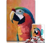 Adult Jigsaws 1000 Piece Parrot Oil Painting Teenager Jigsaw,Staycation Kill Time with Fully Interlocking Randomly Shaped Pieces (size 38x26cm)