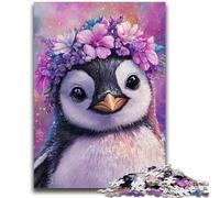 Adult Jigsaws 1000 Piece Penguins And Flowers Teenager Puzzles,Challenging Game Toys Wall Decoration Unique Birthday And Xmas Gifts (50x75cm)