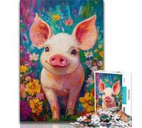 Adult Jigsaws 1000 Piece Piglet Oil Painting 1000 Piece Puzzle,Educational Games Home Decoration Birthday Present, Gifts, Wall Art (size 38x26cm)